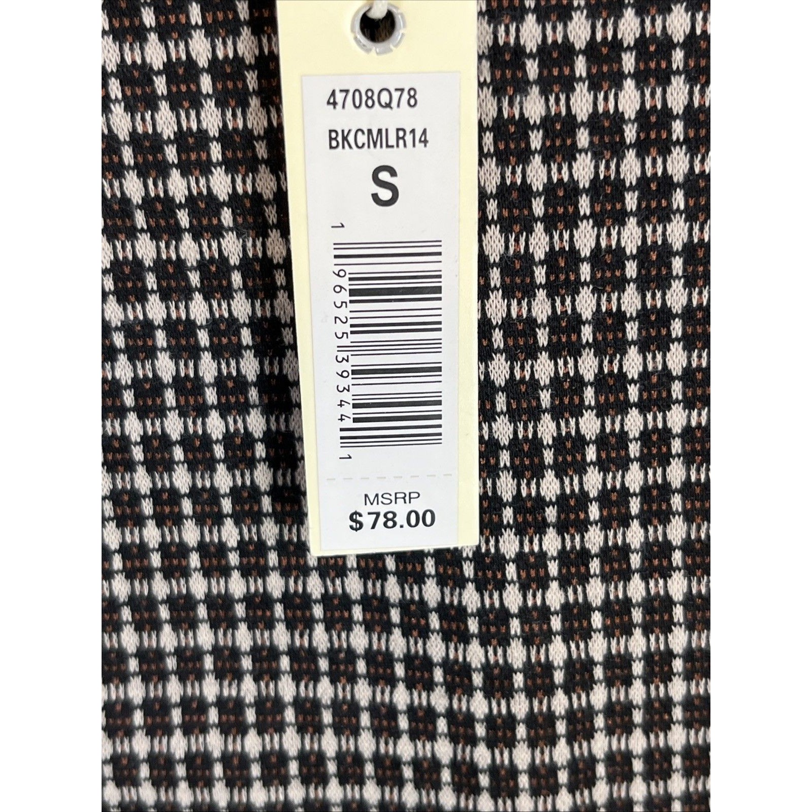 Max Studio London Sleeveless Knit Tank Top Womens S Black Cream Check Nwt — image 3 of 6